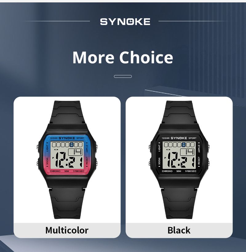 SYNOKE Student Electronic Watch Unisex Sport Watch For Kids Waterproof Luminous LED Digital Lady Retro Men Wrist Watch_voghion.com