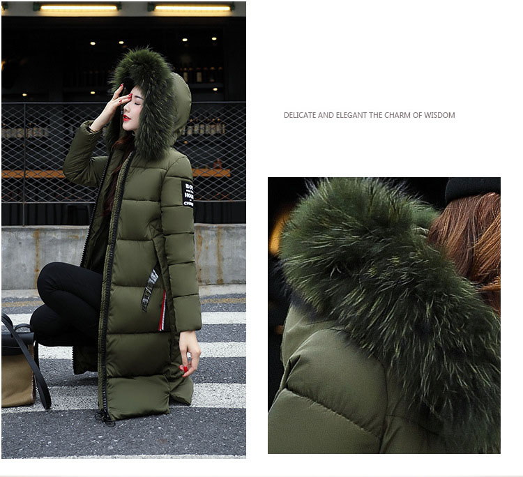 2022 piumino invernale Parka da donna J grande collo di pelliccia cappotto sottile spesso moda capispalla in cotone con cappuccio lungo autunno femminile_voghion.com