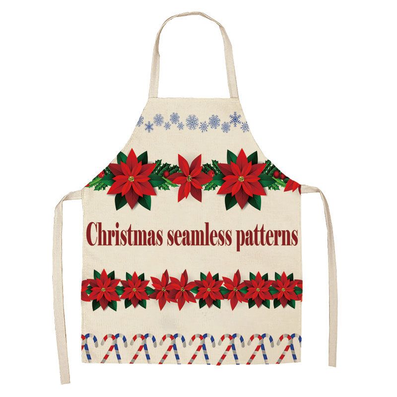 Cross-Border Direct Supply Christmas Series Linen Apron Kitchen Household Sleeveless Hanging Neck Unisex Stain-Resistant_voghion.com
