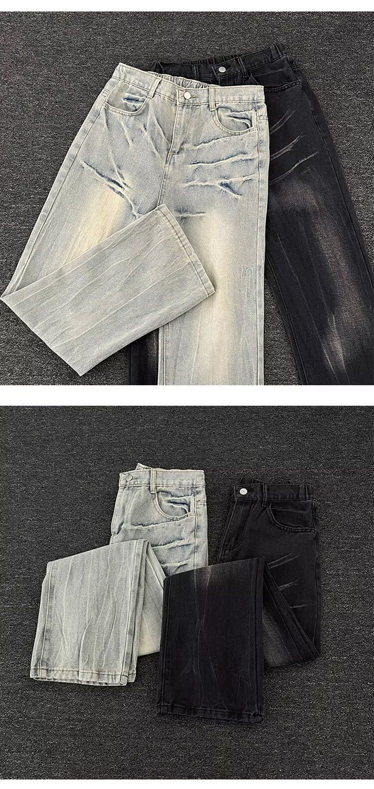 Herenkleding Jeans voor mannen en vrouwen, Uitlopende Cleanfit, Niche Amerikaanse Rechte Broeken_voghion.com
