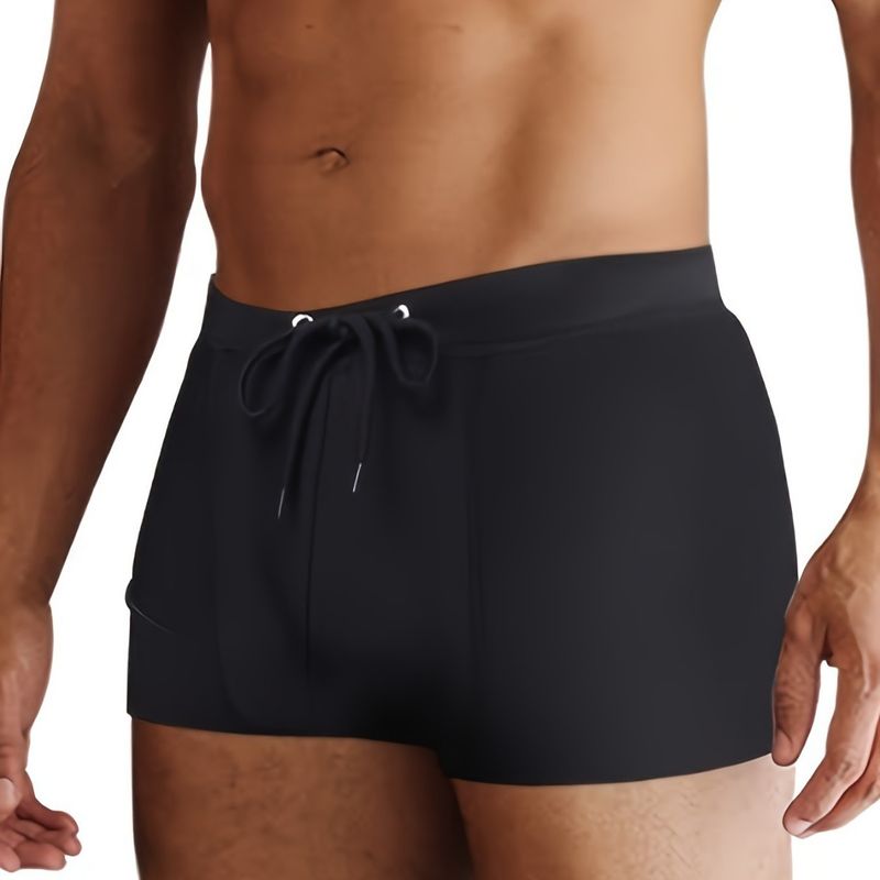 Men's Solid Swim Shorts - Slim Fit With Drawstring Waist Quick-Dry & Comfortable For Beach & Pool_voghion.com