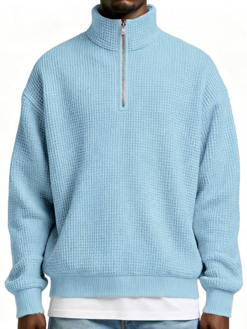 Herren-Kapuzenpullover mit Reißverschluss und Waffelstruktur – Leichter Freizeitpullover für Sport und Streetwear (mehrere Farben und Größen)_voghion.com