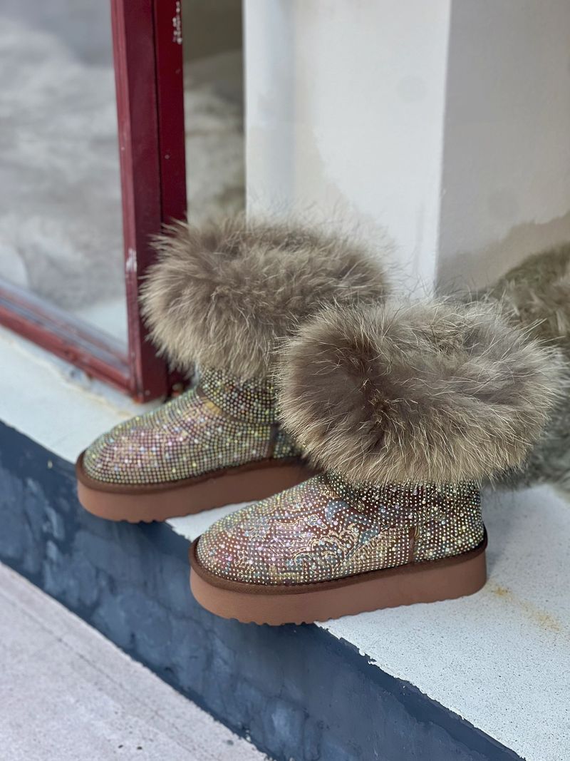 Melad Water Diamond Snow da donna in inverno 2024, stivali in vera lana con suola spessa e intersuola in cotone_voghion.com