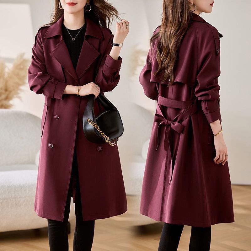 Eleganter Damen Trenchcoat in mittlerer Länge – Stilvoll & vielseitig für Frühling & Herbst, klassisches Zweireiher-Design_voghion.com