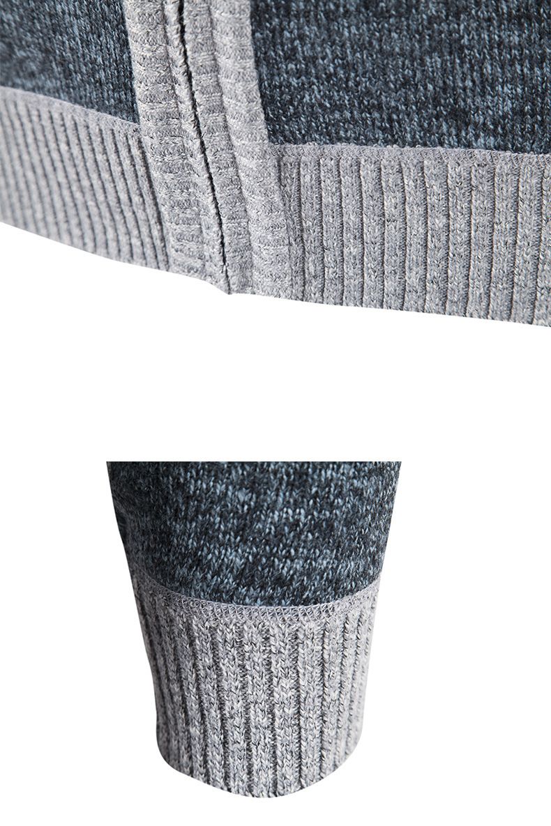 Men's plus-size sweater coat with fleece and thickening stand collar cardigan_voghion.com