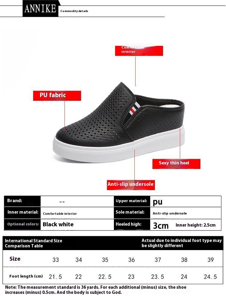 Four season commuting summer hollow out student s white shoes one foot stepping sloping heel thick soled lazy_voghion.com