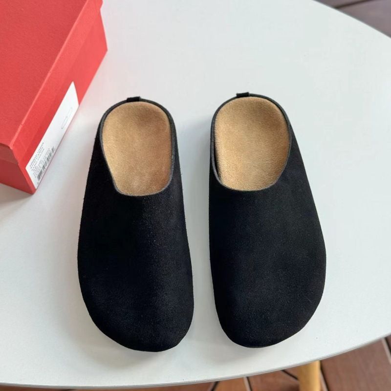No Standard 2025 New Shoes, Women's Genuine Leather Bag, Half Slippers, Flat Bottom For Wearing, Lazy Person, One Foot,_voghion.com