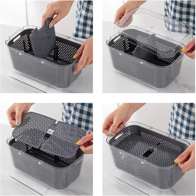 12/22 In 1 Multifunktionaler Gemüseschneider, Manueller Lebensmittelzerkleinerer, Kartoffelschredder, Gemüseschneider Mit Behälter, Küchenhelfer_voghion.com