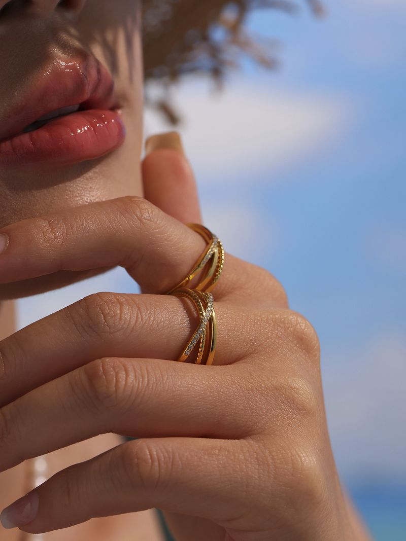 Zircon Three-layer Ring Opening Adjustable Ring Jewelry Women_voghion.com
