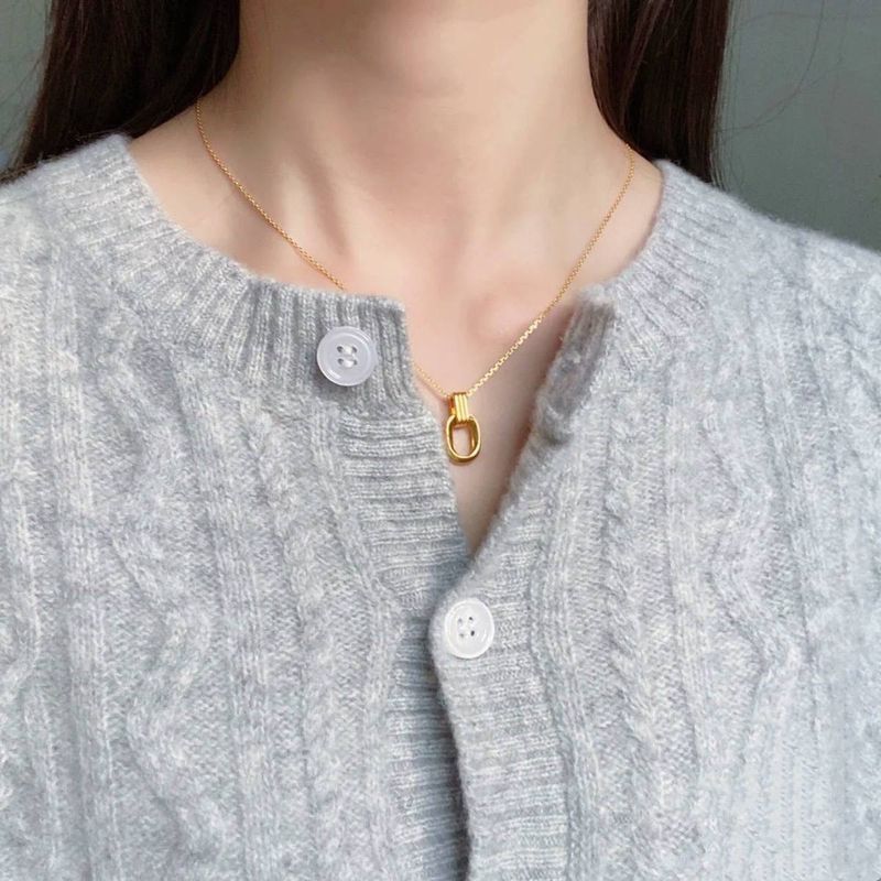 Geometric Double Ring Titanium Steel Necklace Women's Light Luxury Niche Design Pendant Clavicle Chain Neck Chain_voghion.com