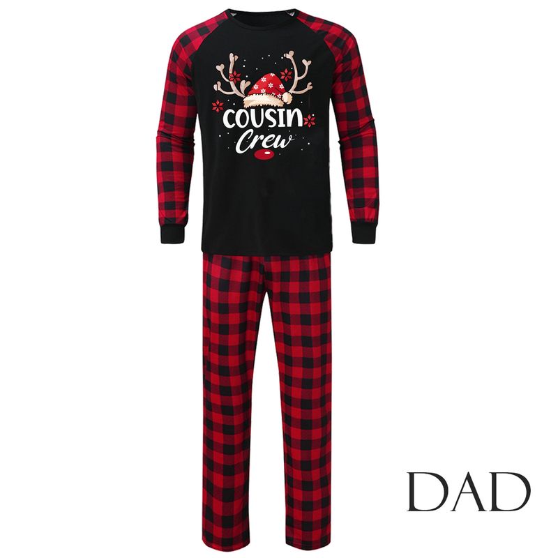Traje familiar de Navidad, ropa familiar para el hogar, ropa navideña para el hogar, conjunto familiar, ropa para el hogar con estampado de retales a cuadros_voghion.com
