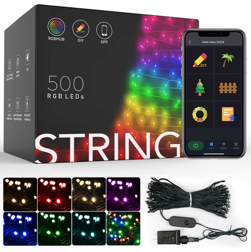 Home Meubels Bluetooth Smart Plug In Lichtsnoer Donkergroen 50m RGB Buiten Waterdicht Tuin Kerstdecoratie Gazon Lichtsnoer_voghion.com