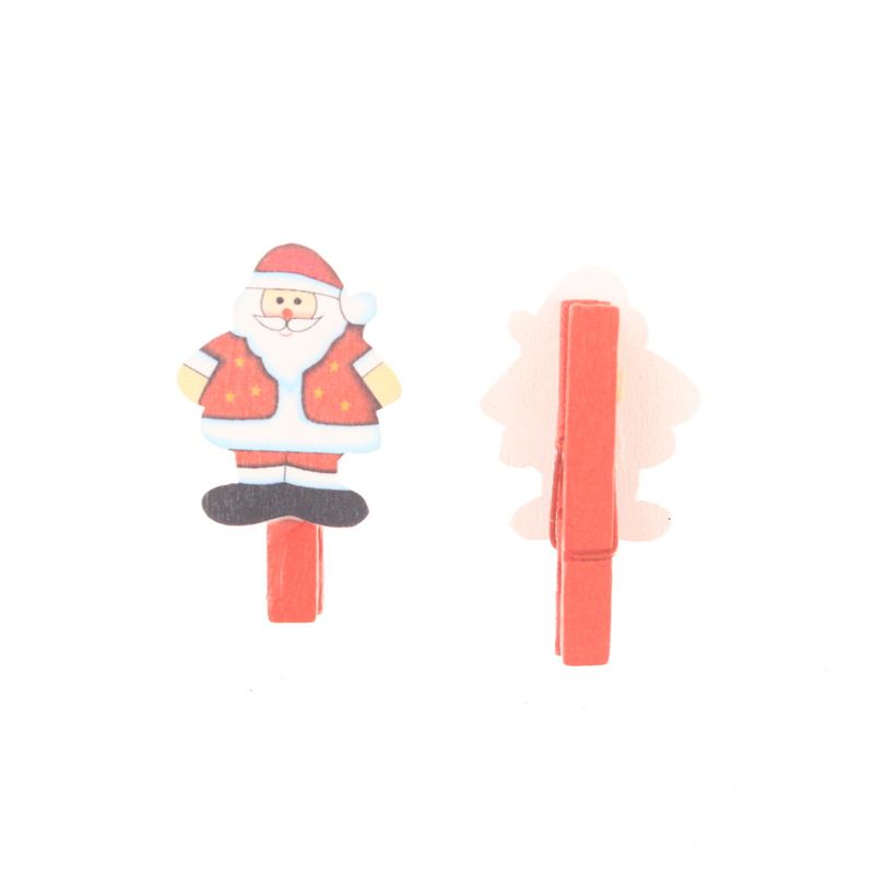 Christmas series wooden clip cute cartoon Christmas tree postcard clip Christmas decoration clip 10 PCs/bag_voghion.com