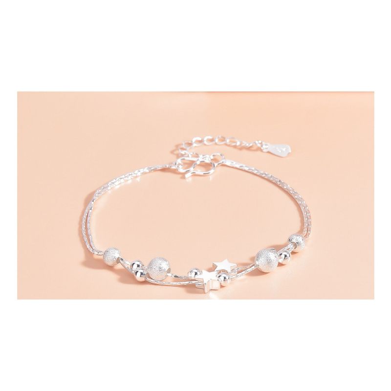 Planet Bracelet Women's Korean Edition Temperament Student Fashion Round Beads Double Layer Hand Decoration Silver_voghion.com