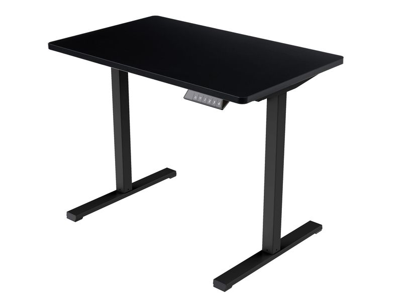 Electric Standing Desk Whole Piece Adjustable Height Desk Home Office Computer Workstation Sit Stand Up Desk (Black Frame + Black Top)_voghion.com