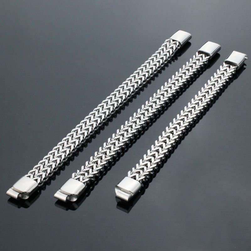 Trendy Titanium Stainless Steel Woven Double Row Front And Back Dragon Bone Magnetic Clasp Men's Bracelet Jewelry_voghion.com