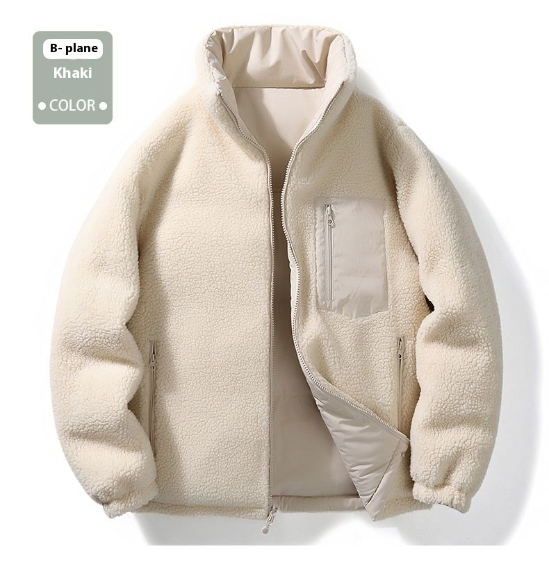 Casaco de lã de cordeiro de novo estilo de inverno masculino de algodão com pelúcia e pão grosso, casaco de algodão quente solto de dupla face para mulheres_voghion.com