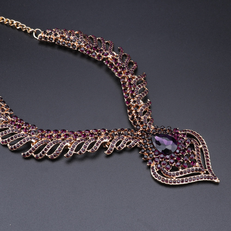 FFashion Crystal Rhinestones Srce Privjesak Ogrlica Naušnice Za Žene Svadbeni Dodaci Za Vjenčanja Set Nakita_voghion.com