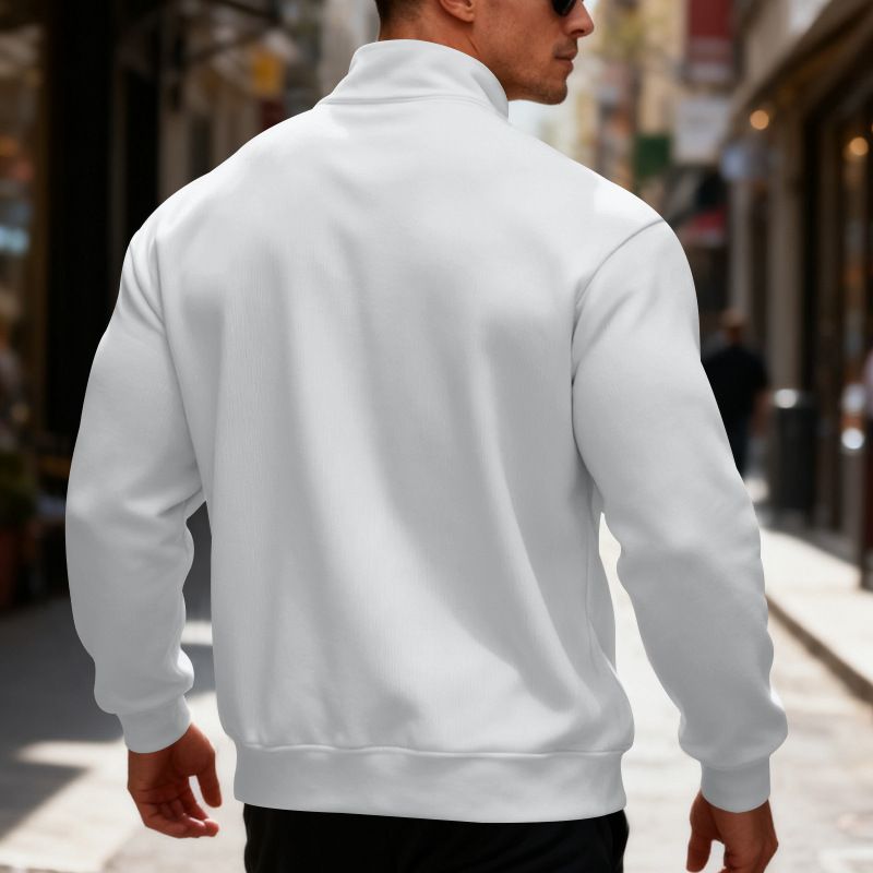 Felpa con cappuccio in pile casual da uomo con collo alto e mezza cerniera - Vestibilità ampia, calda e confortevole, taglia europea_voghion.com