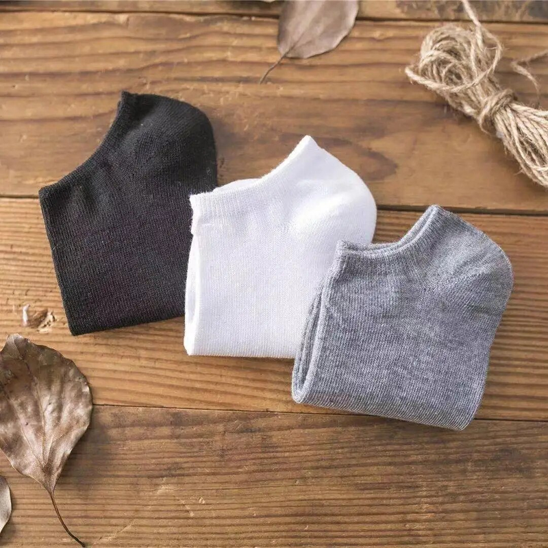 3 paires/lot court pour hommes femmes coupe basse respirant bateau chaussettes mâle été décontracté doux chaussette couleur unie noir blanc gris_voghion.com