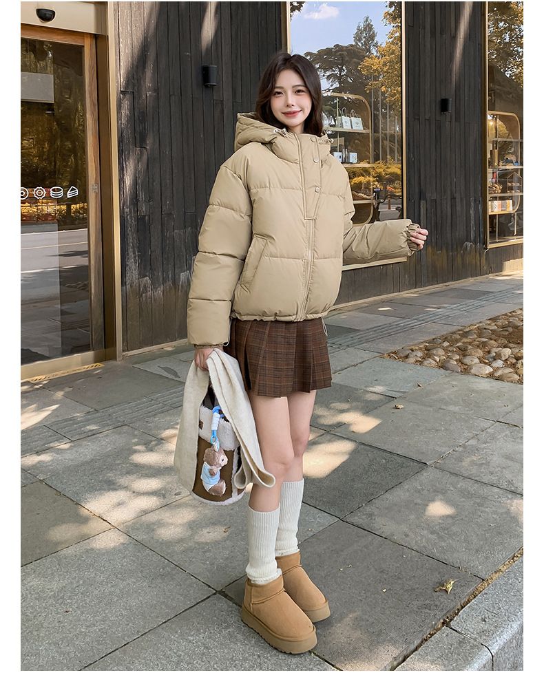 2024 New Live Streaming Student Thick Women's Short Stand Collar Bread Robe Cotton Jacket Autumn/Winter Loose Warm Coat_voghion.com