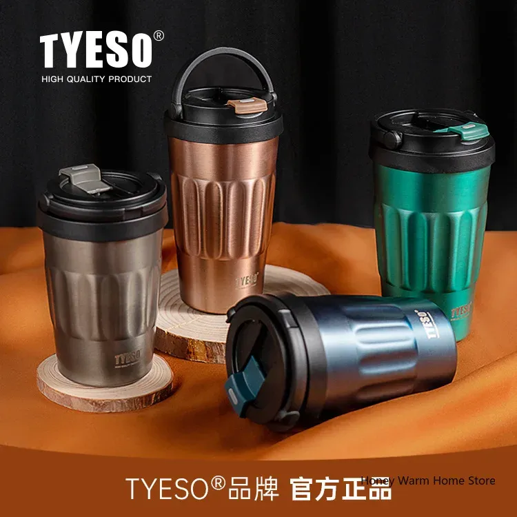TYESO Thermos Borracce Sottovuoto 400ml/500ml Tazza Isolata in Acciaio Inox 304 Originale Bicchiere per Auto Caffè Freddo e Caldo_voghion.com