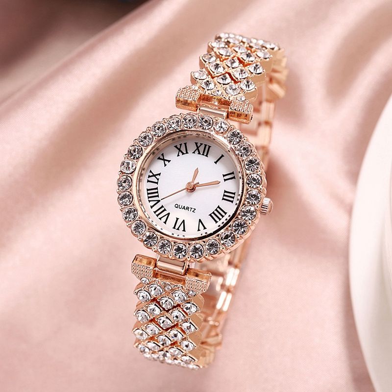 Dame armbåndsur sæt diamantbesat baby's breath armbåndsur + armbånd gavesæt til kvinder_voghion.com