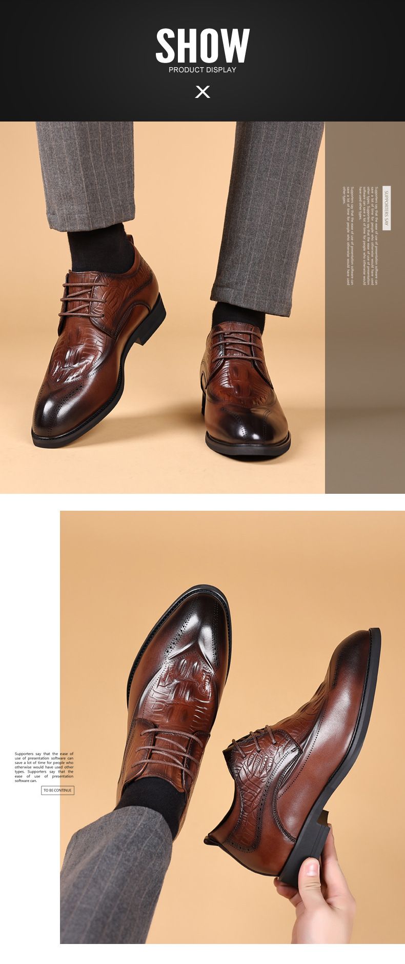 Inner height business leather shoes men's real leather shoes British style Brock carved commuter formal men's shoe toe layer cowhide_voghion.com