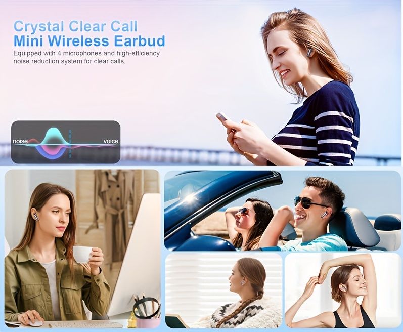 Wireless Earphone 40dB Noise Cancelling Bluetooth 5.3 Headphone 6 Mic ENC with LED Display HD Call TWS Earbuds_voghion.com