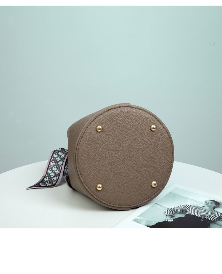 Borsa a secchiello da donna, borsa a tracolla da donna, borsa premium, borsa a secchiello grigia Elephant_voghion.com