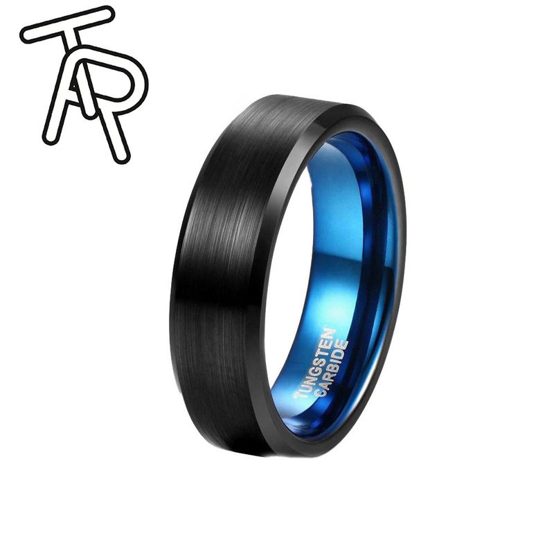 Anello unisex in acciaio al tungsteno smussato, con finitura spazzolata, da uomo, 2/4/6/8/10 mm_voghion.com