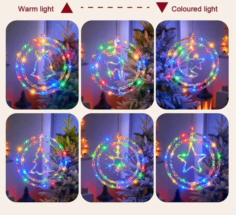 LED-Weihnachts-Hängelichter mit USB-Knopf, drehbar, Sternform, Heimdekoration, Christbaumschmuck, Partybeleuchtung_voghion.com