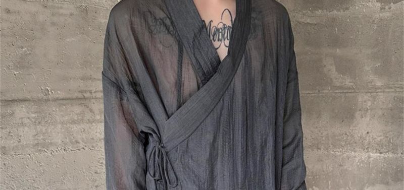 Erwachsene Dünne Durchscheinende Langarm Top Fly Spitze Tops Zen Chinesischen Stil Han Dynastie Sexy Nachtwäsche Junge Jungen_voghion.com