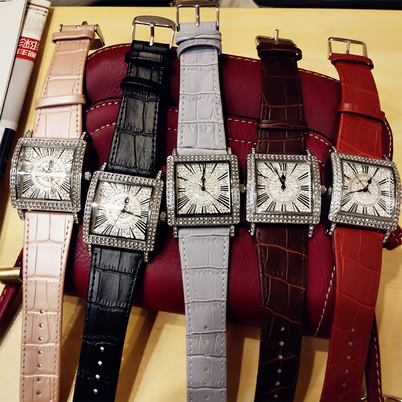 Square Full Diamond Colorful Women's Roman Scale Versatile Fashion Student Watch_voghion.com