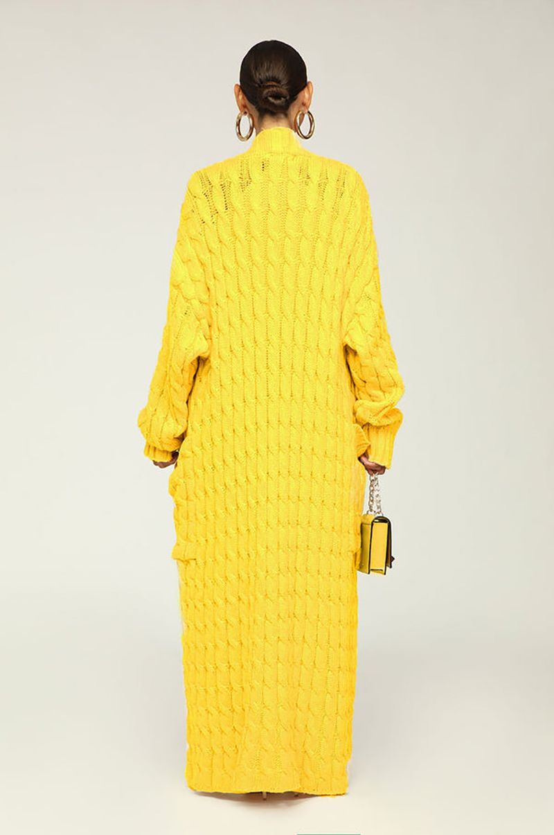 Damenbekleidung Locker gestrickte Strickjacke, gemütliche, übergroße Strickjacke mit Taschen, langer Zopfmuster-Pullovermantel, lockerer Boho-Chic, offene Vorderseite_voghion.com