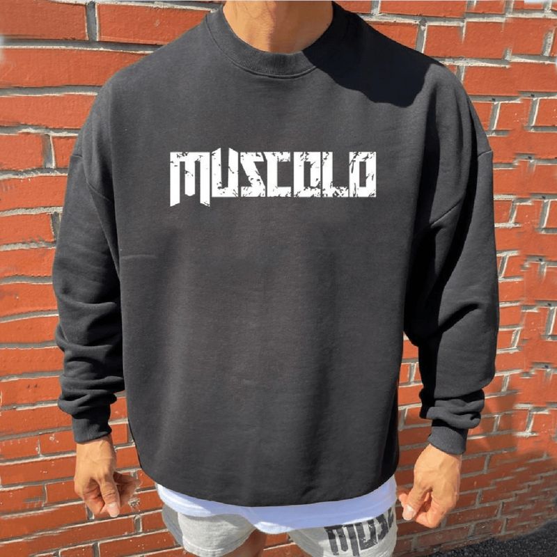 Sonbahar ve Kış Yuvarlak Yaka Fitness Koşu Antrenmanı, Uzun Kollu Alt Gömlek, Brother Pamuklu Spor Sweatshirt, Erkek_voghion.com