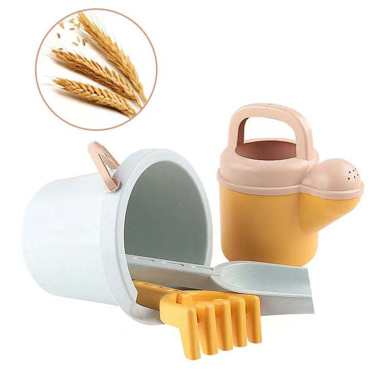 Children's Beach Toy Straw Beach Bucket Set With Sand Sand Dredging Tools Outdoor Toy_voghion.com