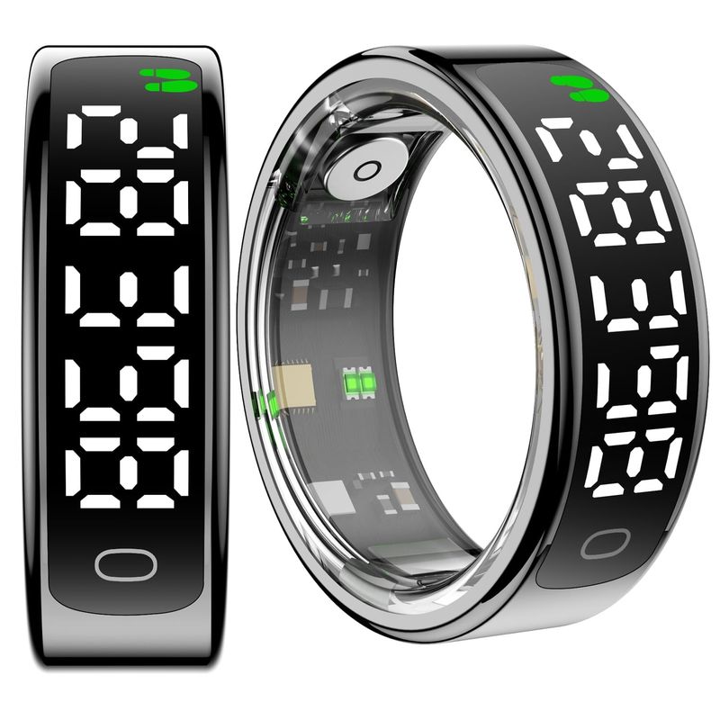 2025 Ultra-Thin Smart Ring – Sleep Tracking, Gesture Control & Fitness Tracker For Men & Women 5ATM Waterproof, Android/iPhone Compatible, Size 8_voghion.com