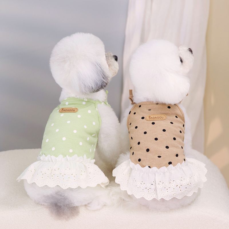 Köpek Giyim İlkbahar/Yaz Ayı Teddy Pet Prenses 24 Kore Nokta Askılı Etek_voghion.com