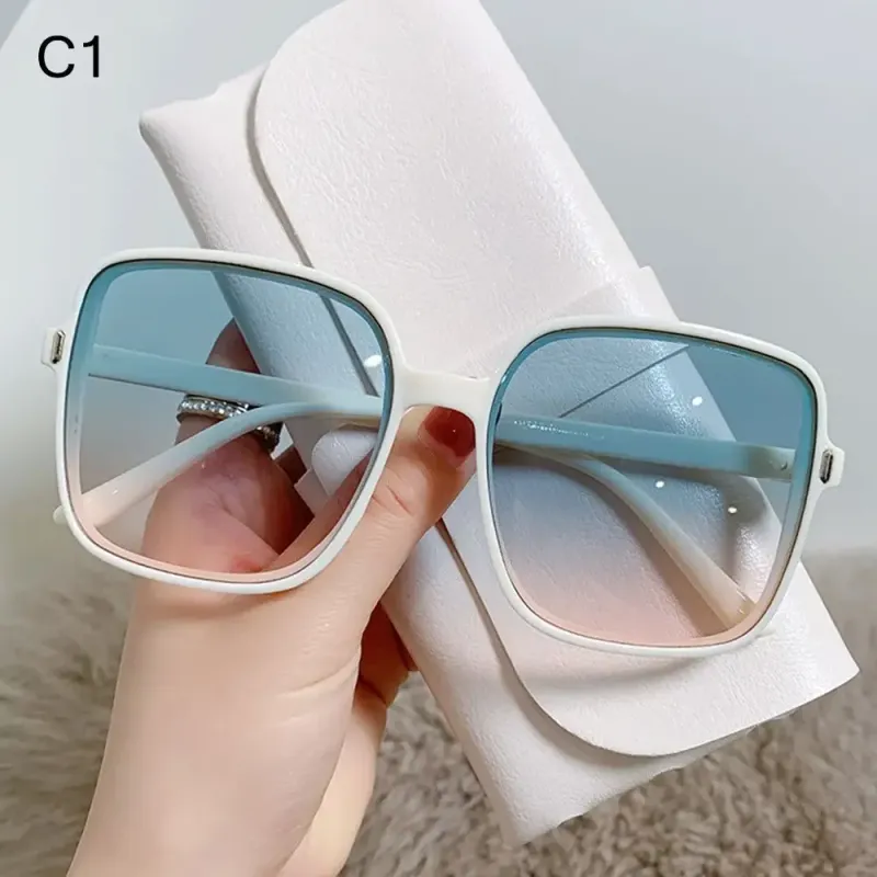 Occhiali da sole quadrati da donna, stile retrò vintage, con lenti trasparenti, oversize, neri e bianchi, da donna._voghion.com