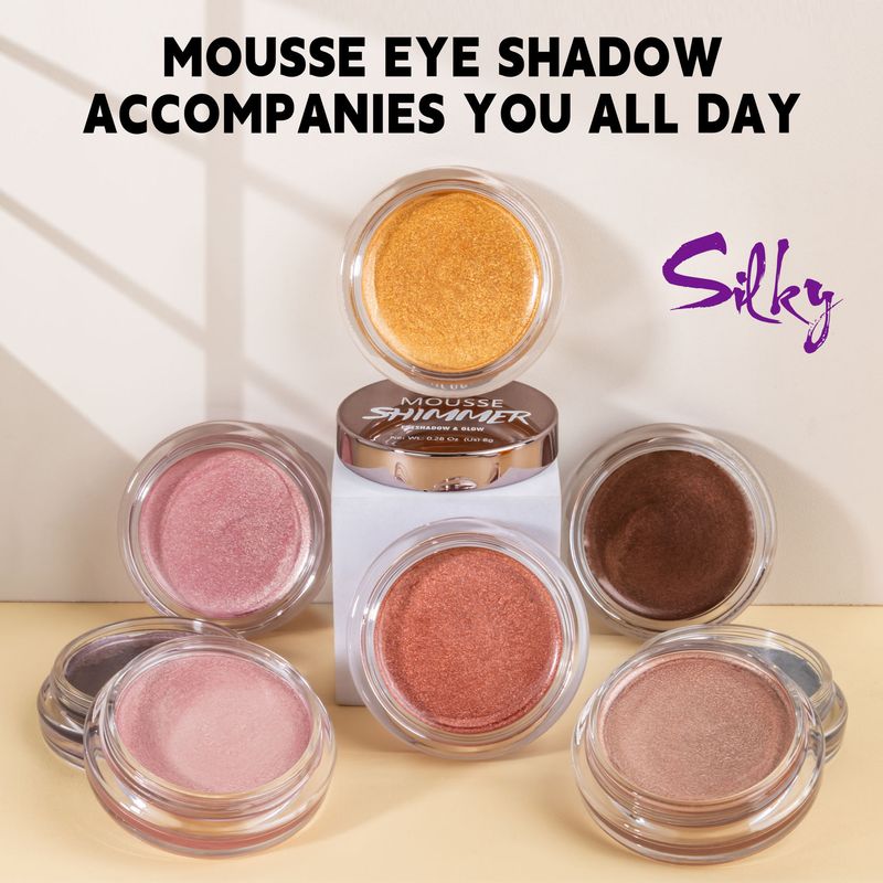 Sombra Monocromática Mousse Sombra Iluminadora Pó Iluminador Fácil de Colorir Pó Iluminador Rosto de Sereia_voghion.com