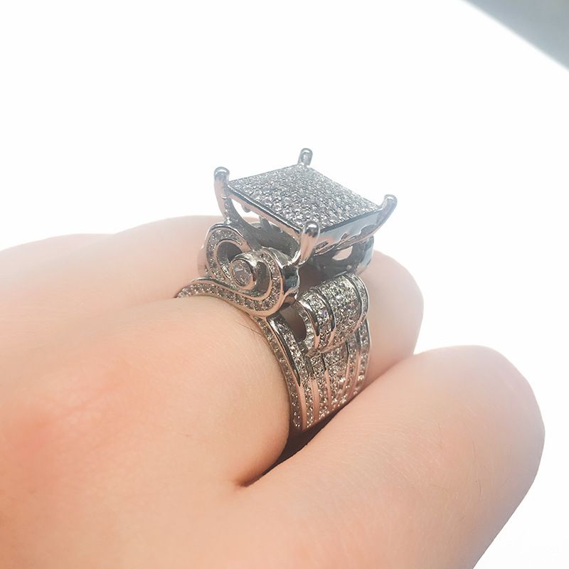 Hip-Hop Style Micro-Paved Zircon Heart Heavy Craft Design Full Diamond Ring Trendy New Jewelry_voghion.com