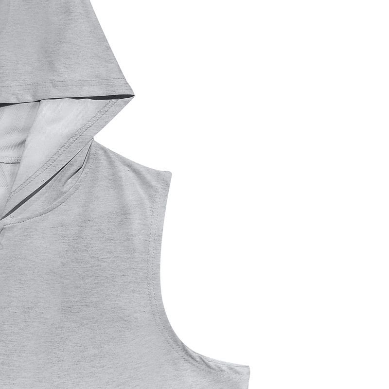 Herren Sommer Unterhemd mit Kapuze Sport Fitness Training Reißverschluss Strickjacke Ärmellose Weste Tops_voghion.com
