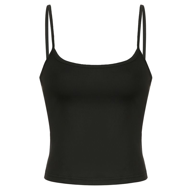 Cross Border Street Style Einfarbig Basic One Shoulder Square Collar Innen Kleine Weste Sommer Einteilige Oberbekleidung Schlanke Schlinge_voghion.com
