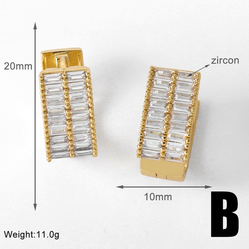 Selezione di gioielli Orecchini quadrati Orecchini da donna in rame placcato oro con zircone incastonato Orecchini Temperamento Tutti placcati in oro Regali creativi personalizzati_voghion.com