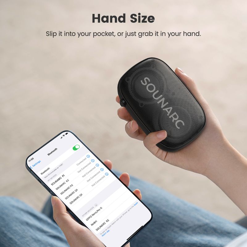 Tragbarer Außenlautsprecher Sounarc P1, 5 W ausgewogener Klang, 8 Stunden Spielzeit, Bluetooth 5.3, Pairing, True Wireless Stereo_voghion.com