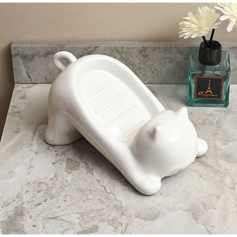 Schale mit Drainage neue Cartoon süße Katze kreative Seife Halter Waschtisch Badezimmer Storage Rack Box_voghion.com