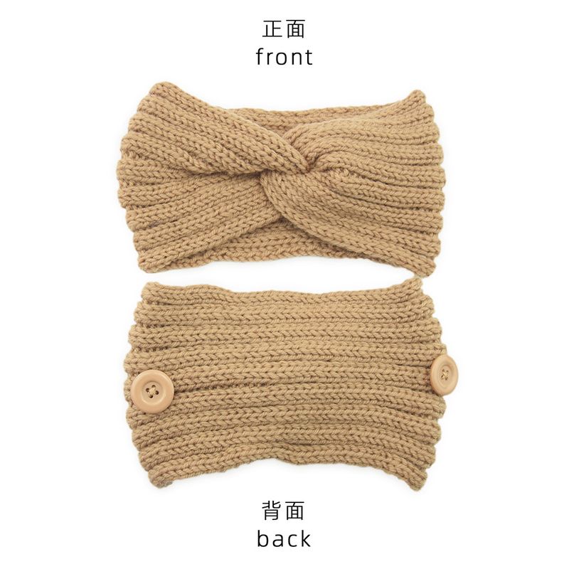 Maschera anti-strangolamento con bottone lavorato a maglia, fascia per capelli calda, accessorio per capelli autunnale e invernale, protezione per le orecchie a croce, copricapo_voghion.com