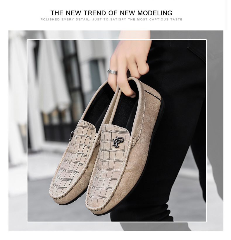 Doudou Shoes Men's Spring And Summer New Soft-soled Breathable Lazy Slip-on Casual Leather Shoes European Station Trendy British Loafers_voghion.com