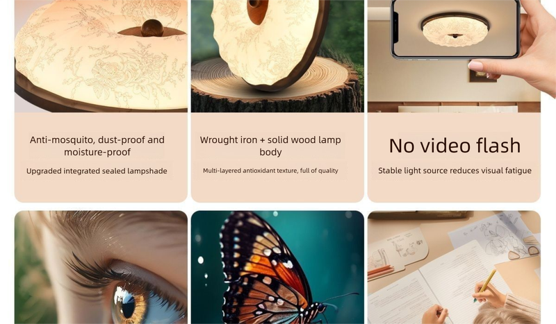 New Song Dynasty Aesthetics 40W Eye Protection Energy-saving Bedroom Ceiling Lamp Intelligent Elf Control_voghion.com